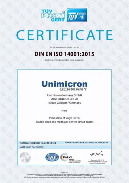 Environmental management system according to DIN EN ISO 14001