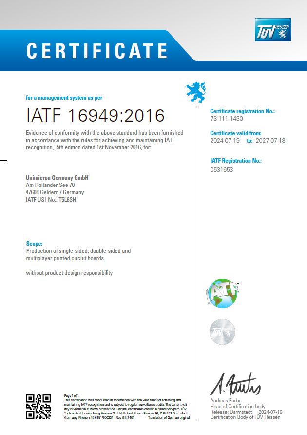 Quality management system according to IATF 16949